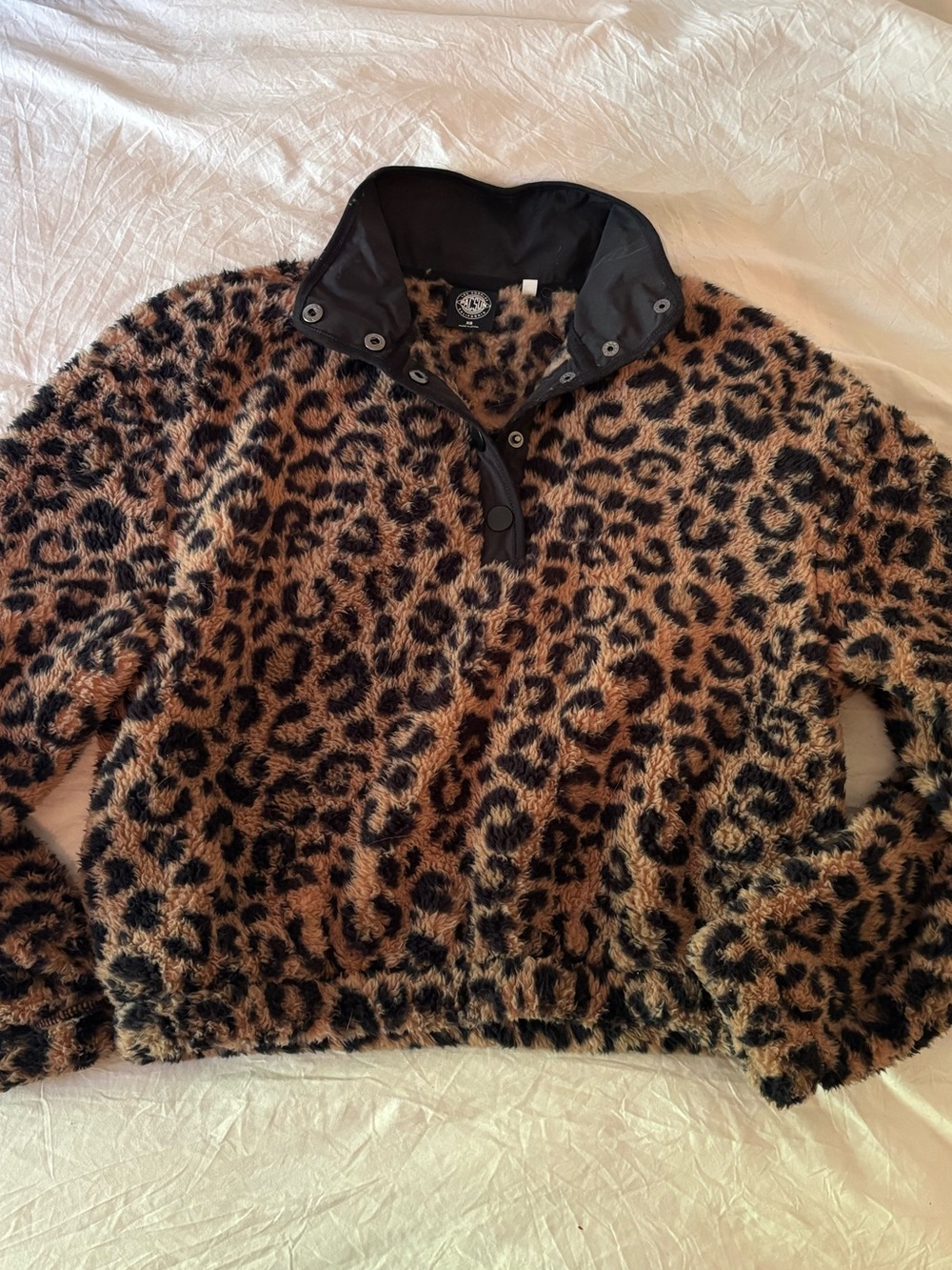 PacSun Leopard Print Sherpa Pullover - Brown/Black